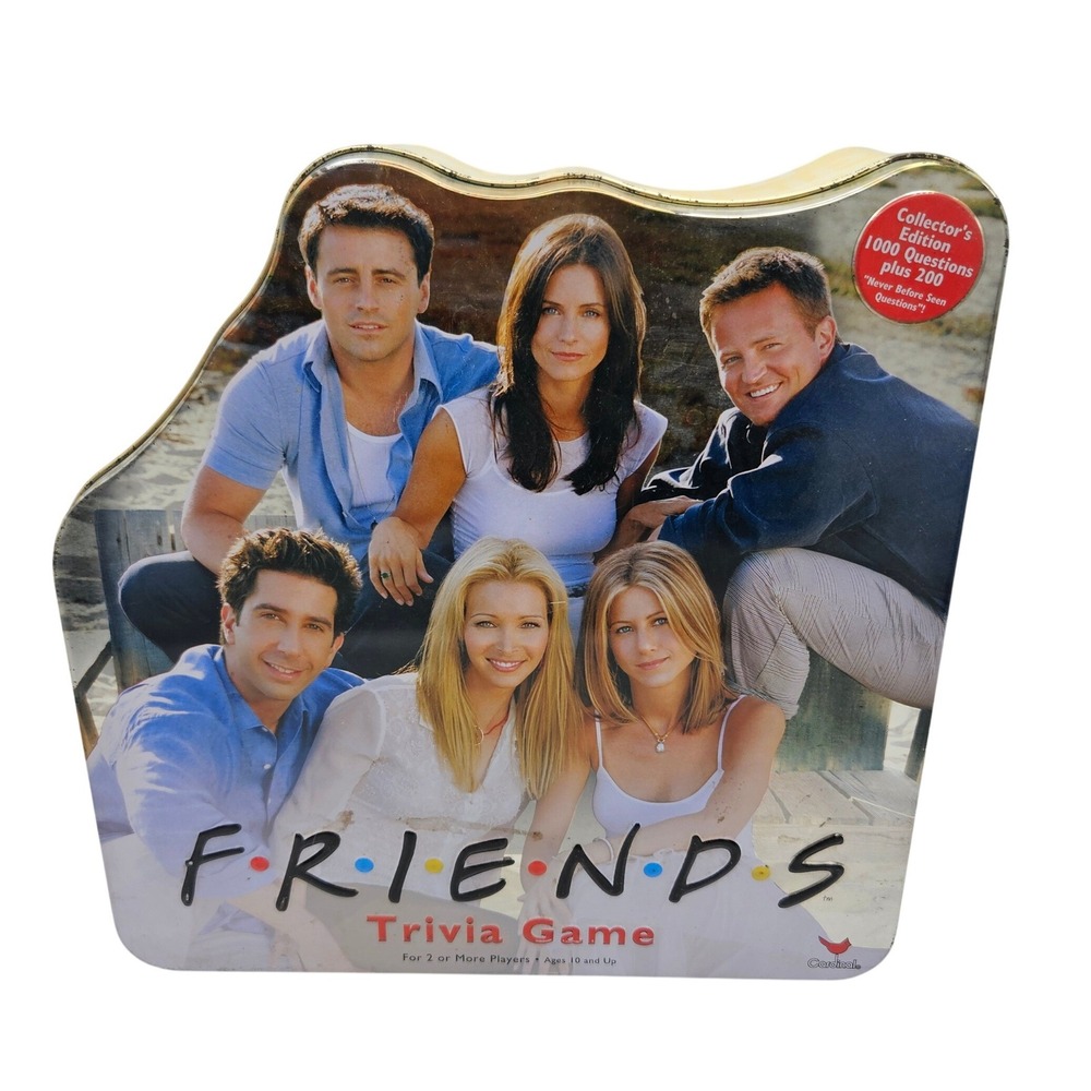 Friends TV Show Trivia Game Collector's Edition 2002 Cardinal Shaped Tin 1200 Qs